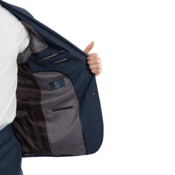 Mens 2-Piece 100% Wool Suit, Indigo - Picture 2 of 3